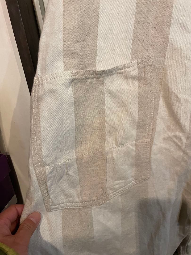 レア　アナクロノーム　ストライプ コットンオーバーオール サイズ32