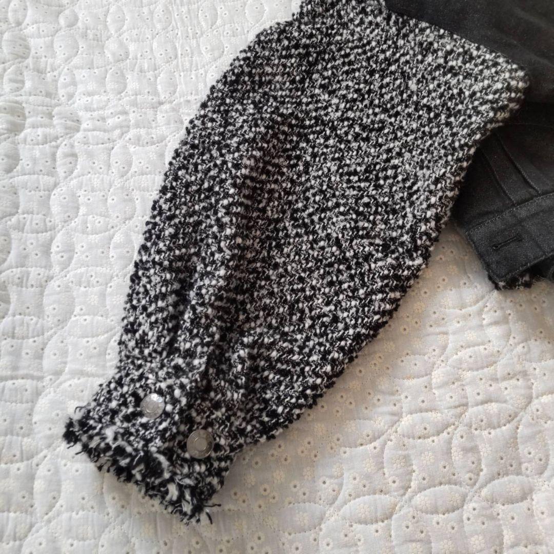 美品✨QTUME クチューム★ノーカラー ツイードデニムジャケット Mサイズ