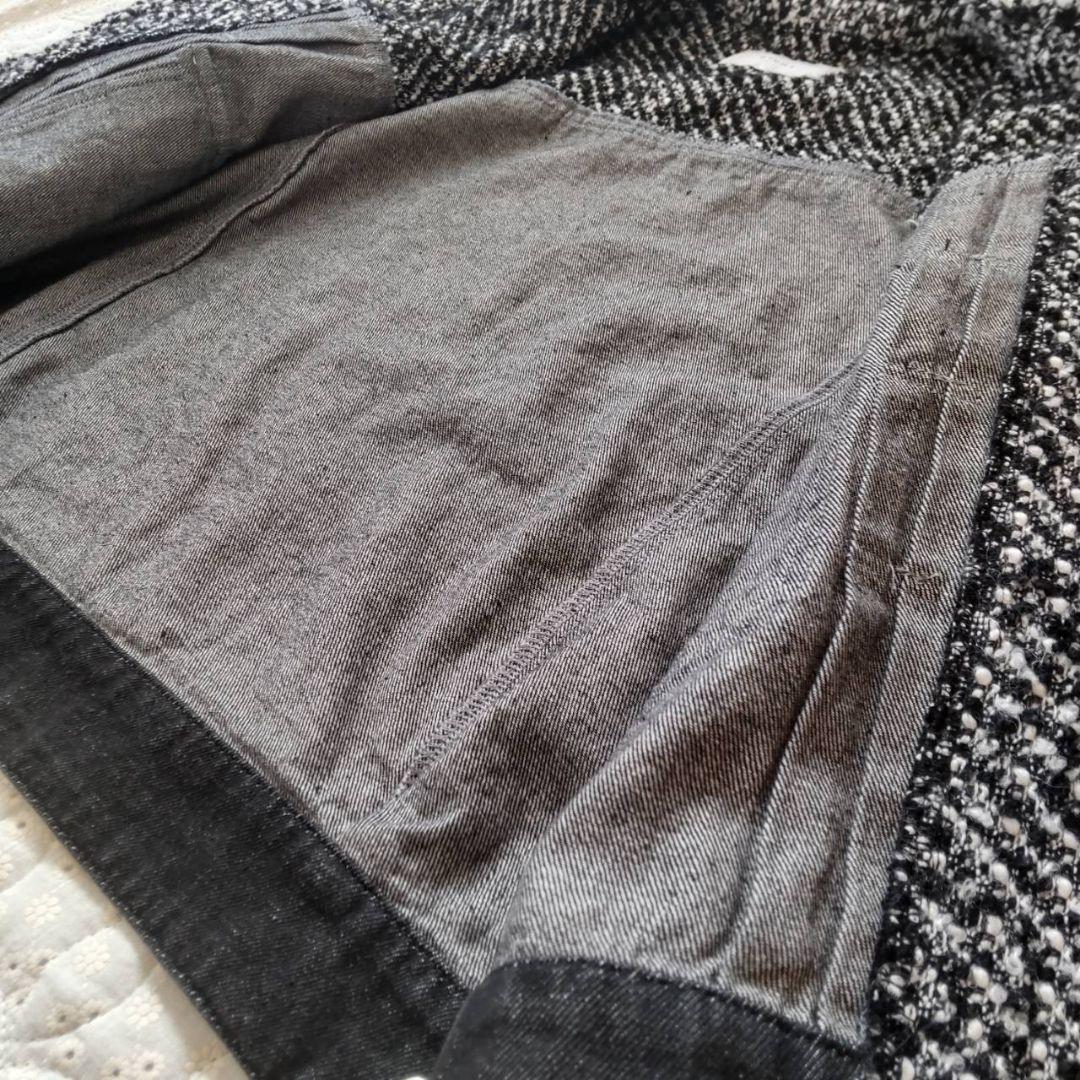 美品✨QTUME クチューム★ノーカラー ツイードデニムジャケット Mサイズ