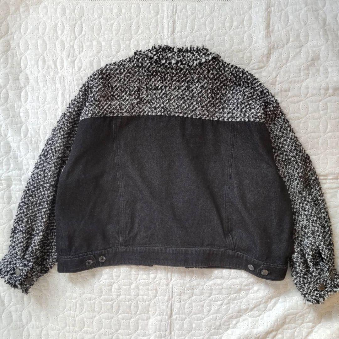 美品✨QTUME クチューム★ノーカラー ツイードデニムジャケット Mサイズ