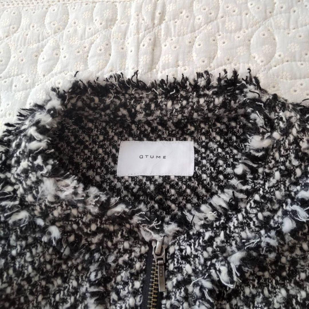 美品✨QTUME クチューム★ノーカラー ツイードデニムジャケット Mサイズ