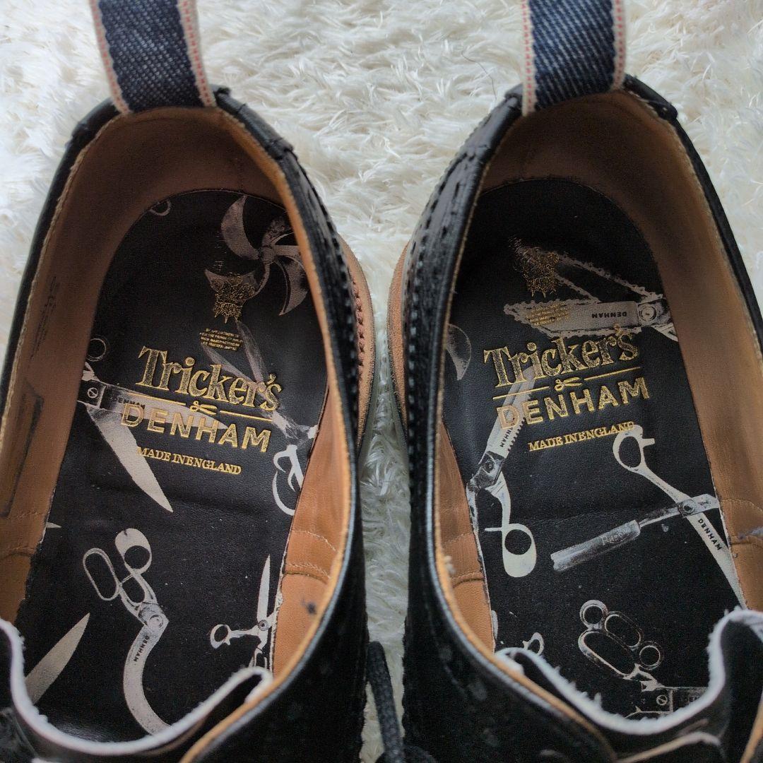 【極美品 激レア】デンハム　トリッカーズ　コラボ　ウイングチップ　デニム　黒