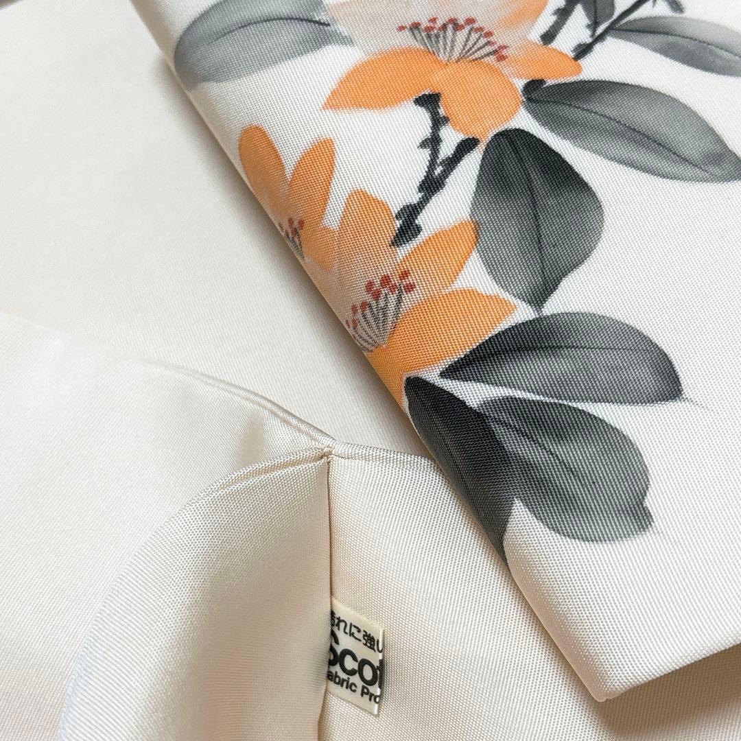 A 98未使用名古屋帯 塩瀬　9寸　雀と椿模様正絹 着物帯美品