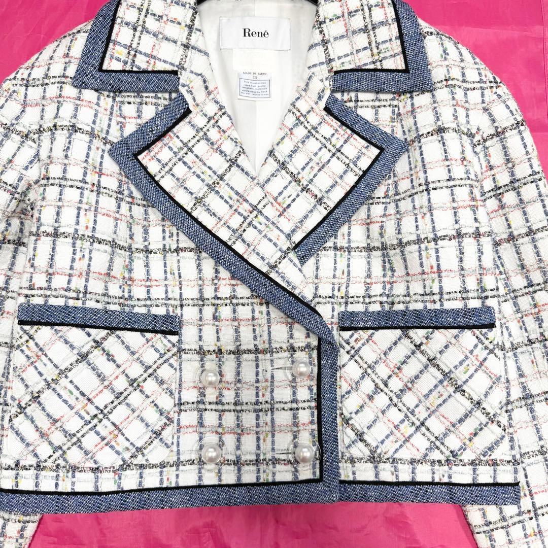 【美品✨】ルネ　ジャケット　羽織り　ツイード　パール　2021年　36