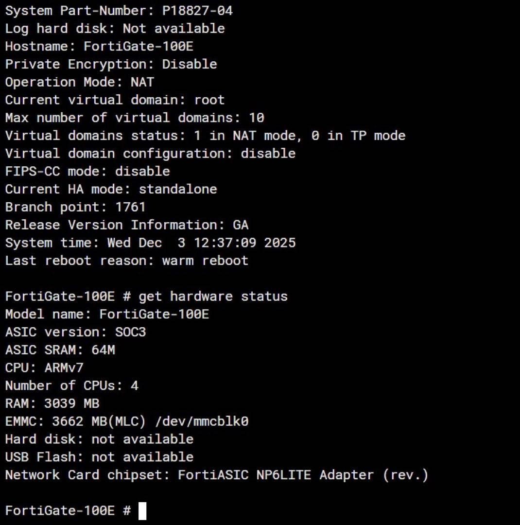 FORTINET FORTIGATE-100E 2台セット【v7.2.12】