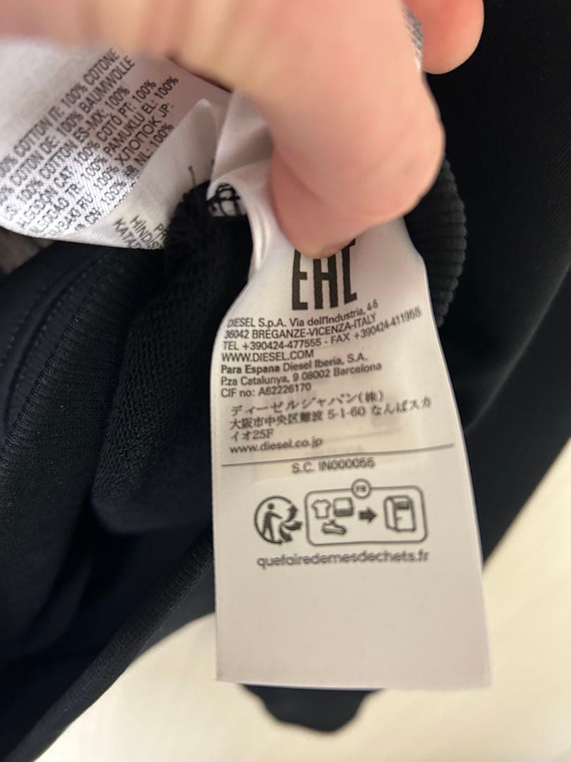 DIESELアイプリント ブラックメンズ スウェット プルオーバー プリント