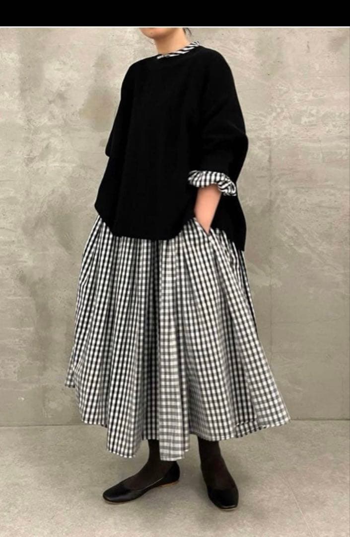 beardsley大人かわいいストライプ柄長袖バンドカラーロングワンピサイズ1