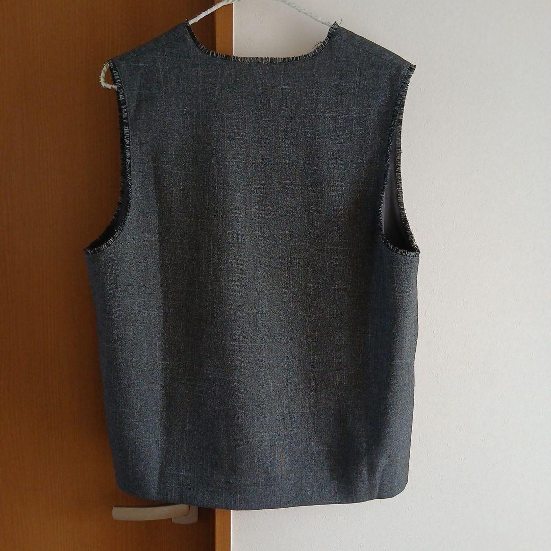 OUR 　アワーホーム　洗えるフリンジベスト　チャコールグレー