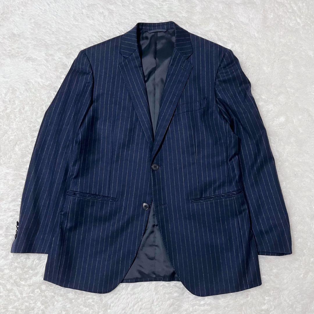 h’m tailored スーツ 3ピース 紺ストライプ A6 メンズ