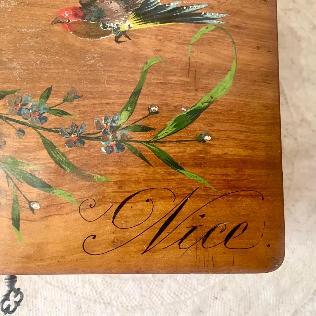 ミア　　【レア】鍵付き大きなモシュリンヌボックスピンクフランスアンティーク