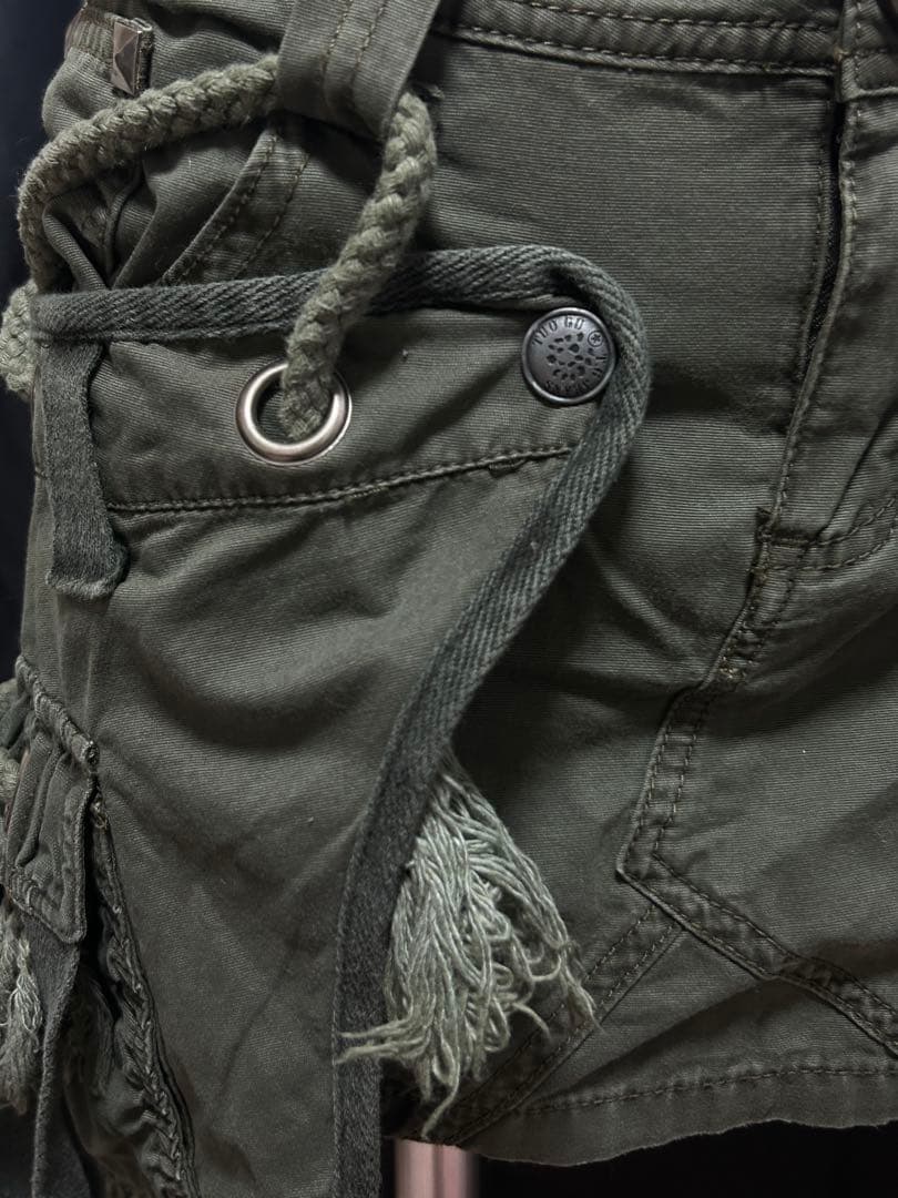 オリーブグリーン フリンジ付きミリタリースカート