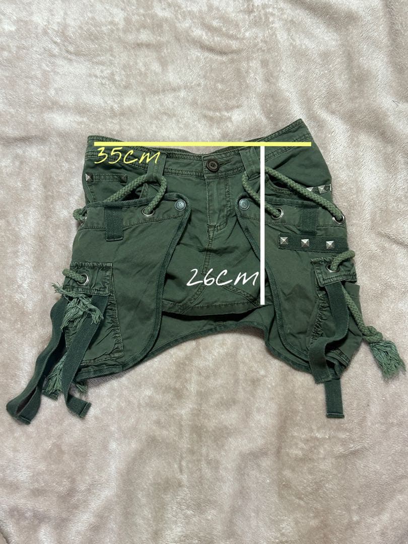 オリーブグリーン フリンジ付きミリタリースカート