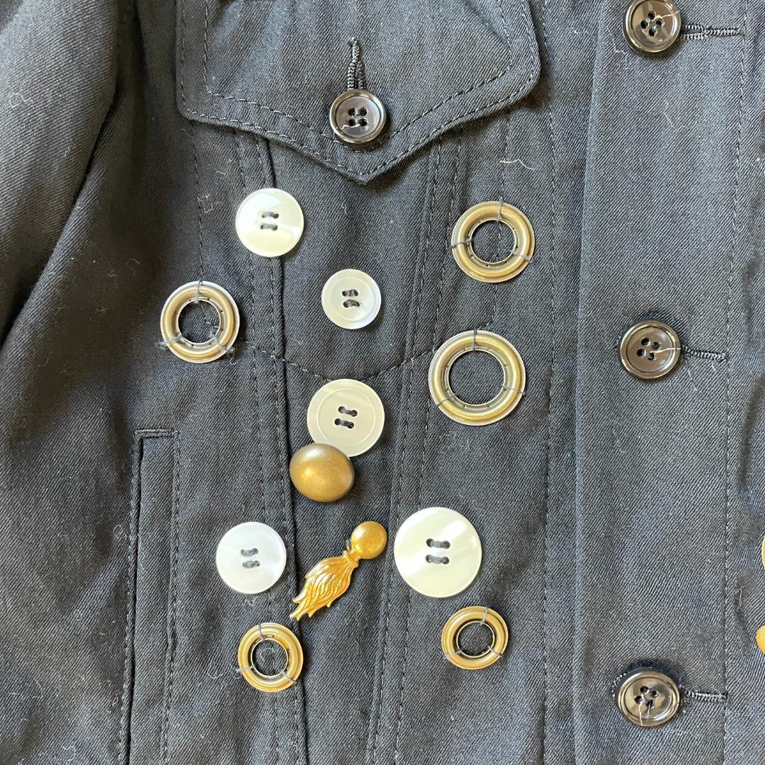 ちぃかわブラック コムデギャルソン ウールジャケット XS アートデザイン