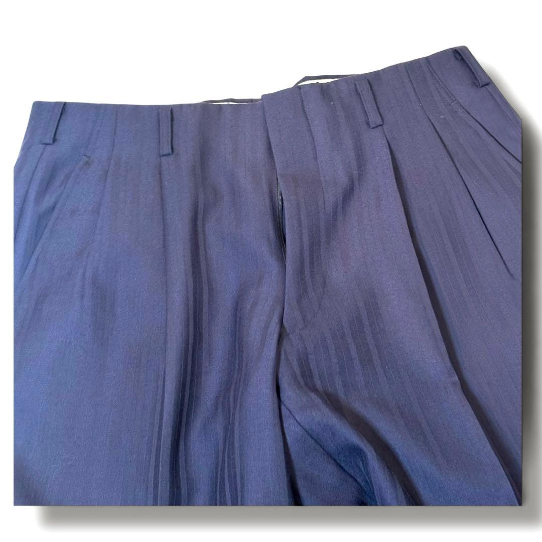 美品 バレンシアガ ダブルブレストスーツ セットアップ ウール 紺 ストライプ