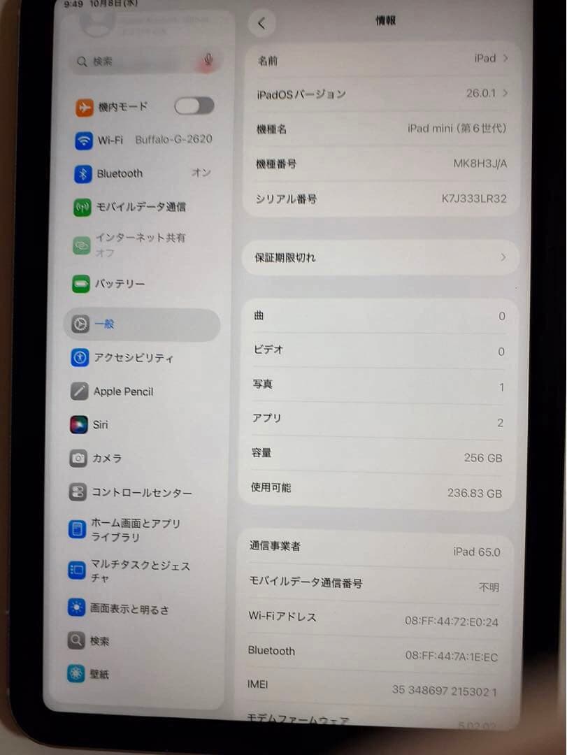 iPad mini 6 256GB スターライト SIMフリー【格安、買得品】