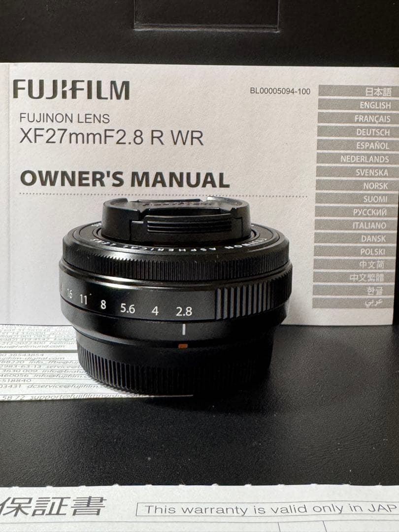 【美品】FUJIFILM XF27mmF2.8 R WR レンズ