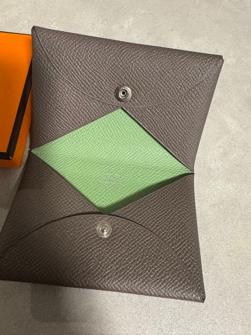 美品 エルメス カルヴィ バイカラー カードケース　名刺入れ