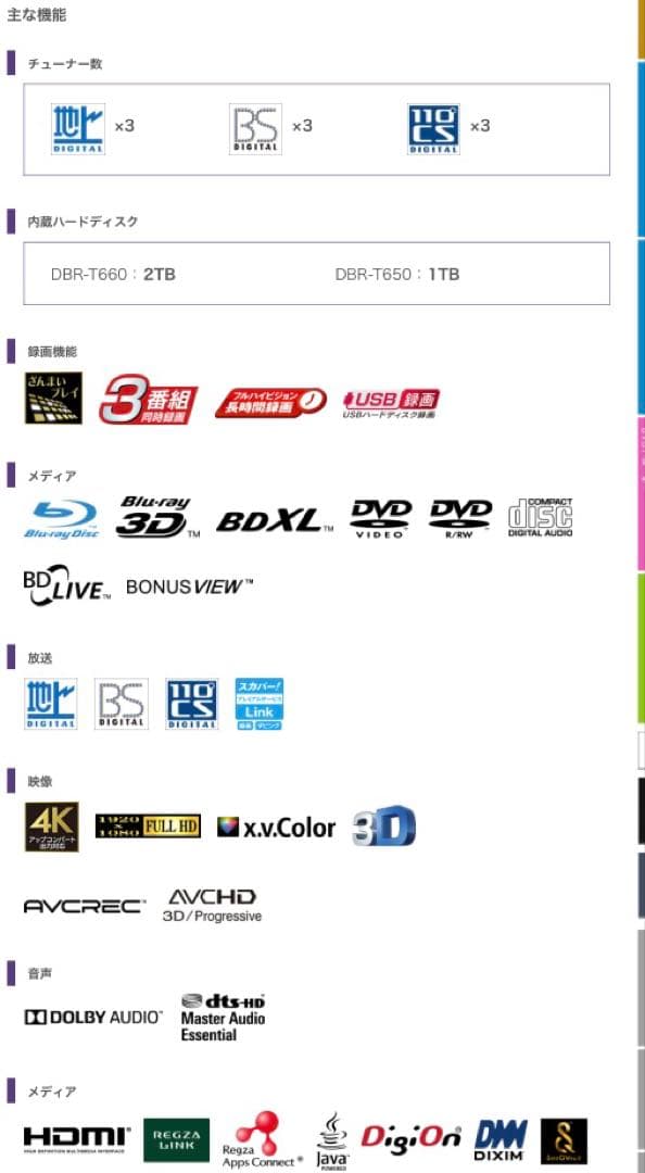 【TOSHIBA 東芝HDD&ブルーレイディスクレコーダー形名DBR-T650】