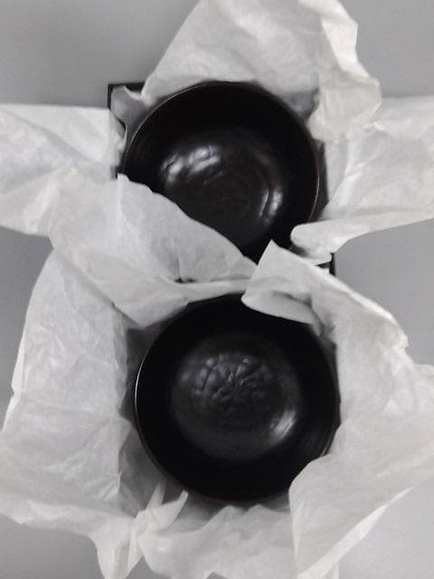 創作漆器瑾齋　ハツリ筋椀　拭漆一対