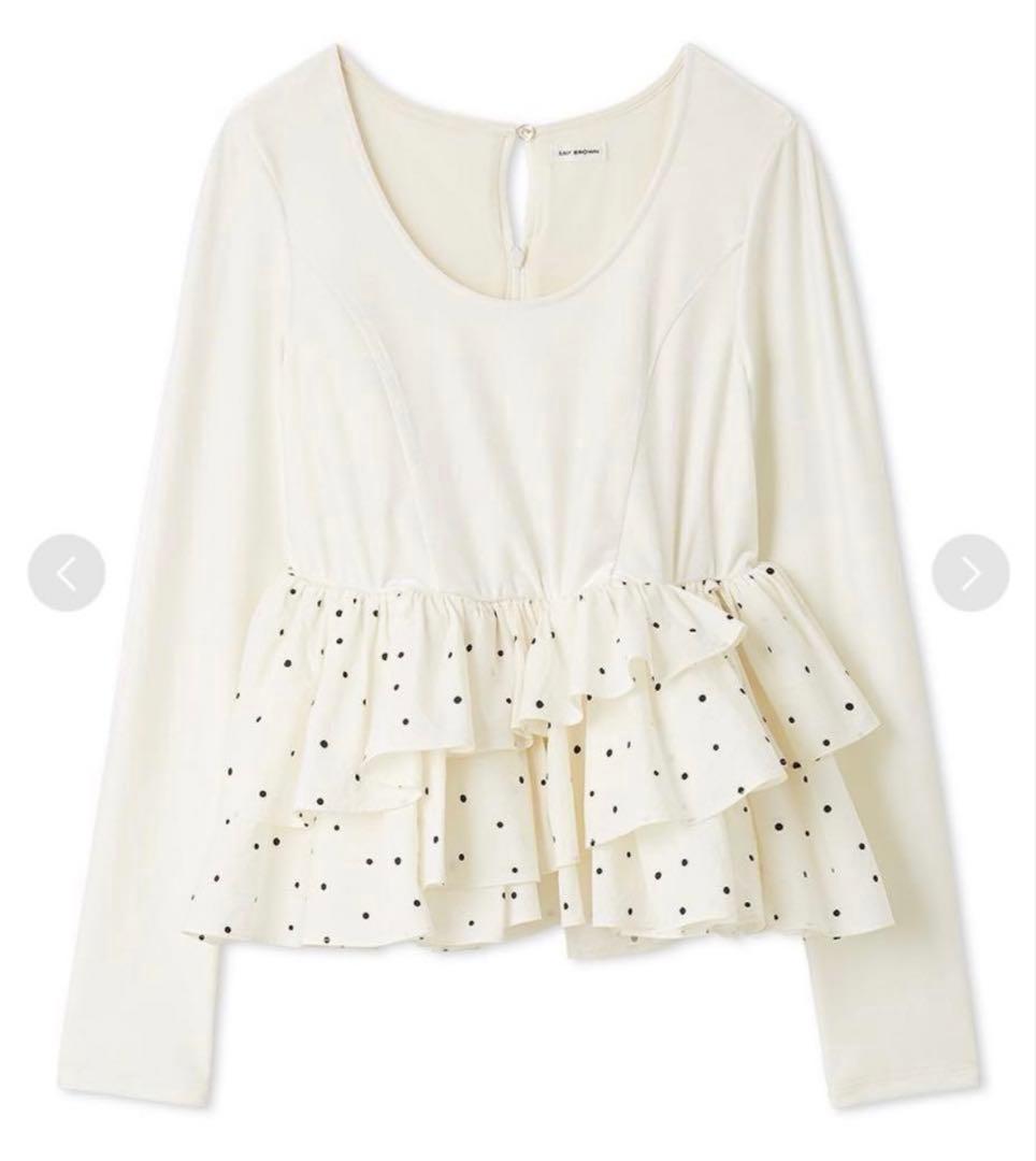 LILY BROWN (リリーブラウン) ベロアペプラムフリルトップス