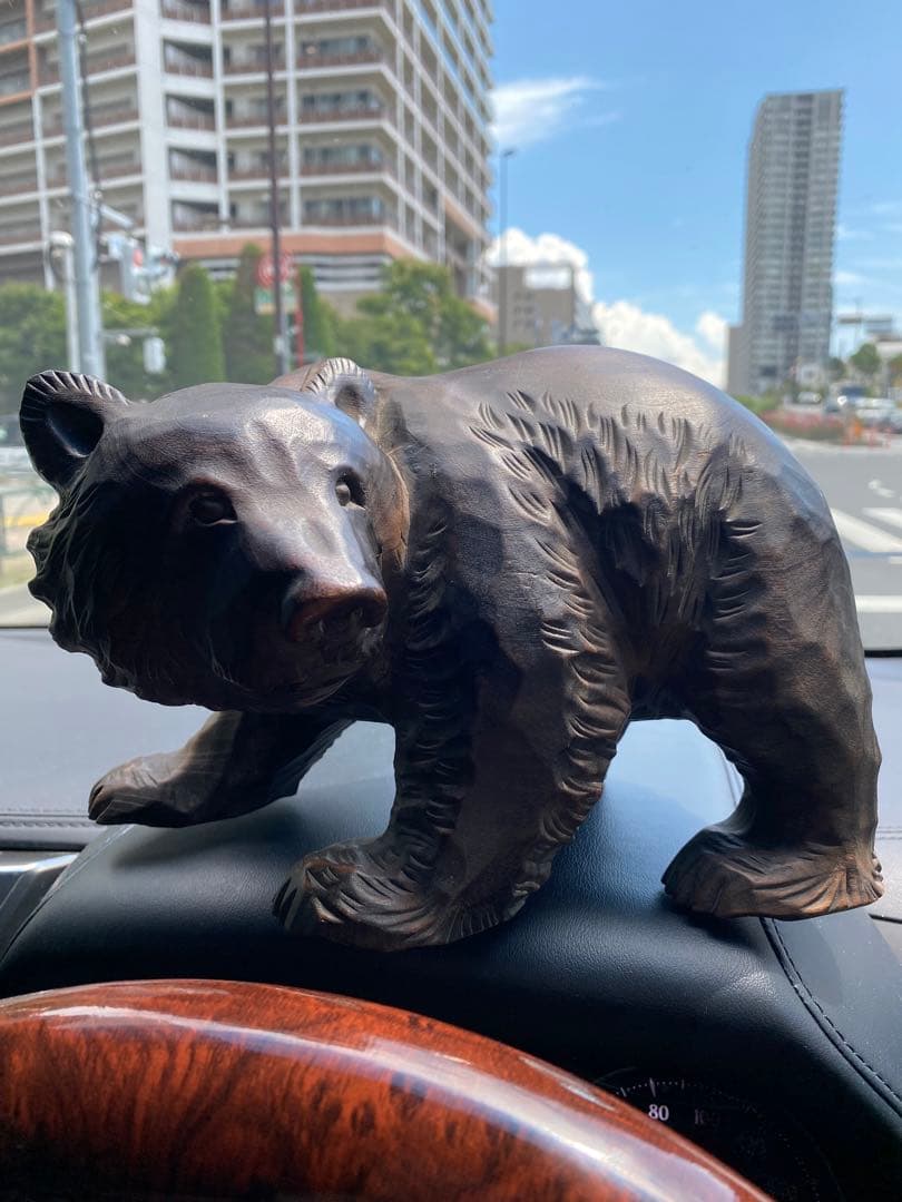 木彫り熊　梅原作　希少　屋久杉