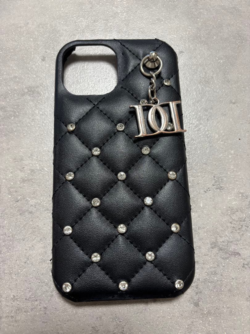 【Darich】キルティングビジューDDチャームiPhoneケース ブラック