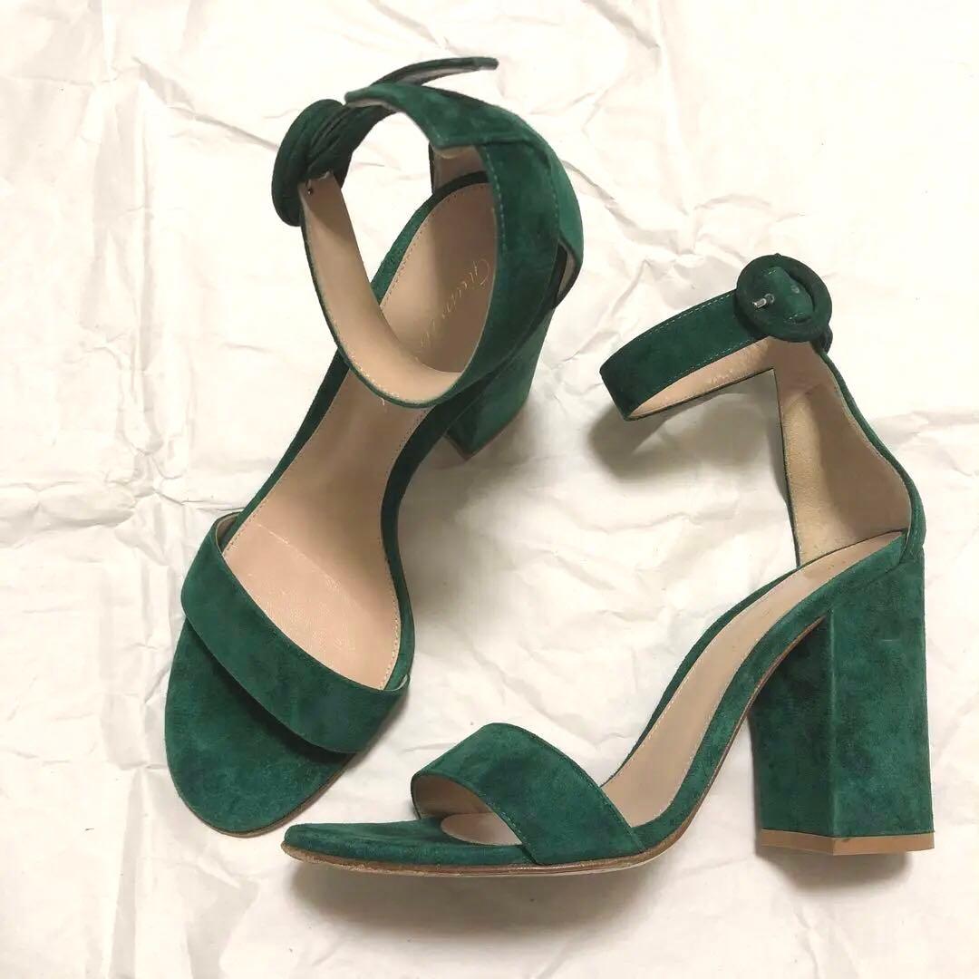 GianvitoRossi ジャンヴィットロッシ　スエード　サンダル　グリーン