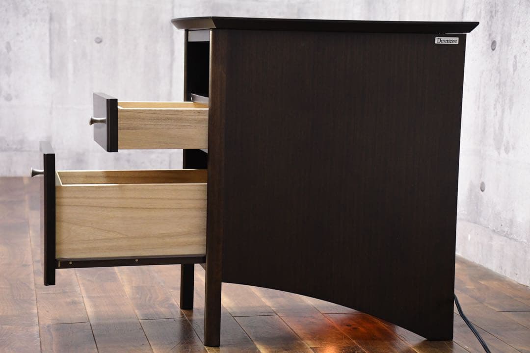 EFK1 カリモク ディレトーレ ナイトテーブル 照明付き 2段ドロワー