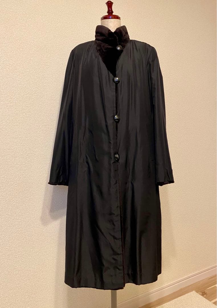 シルク×シェアードミンク　リバーシブルコート