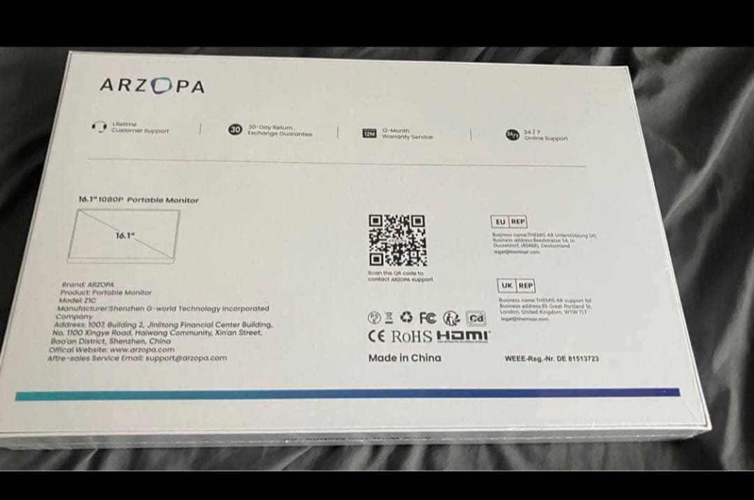 ARZOPA モバイルモニター 16.1インチ 100％ sRGB広色域