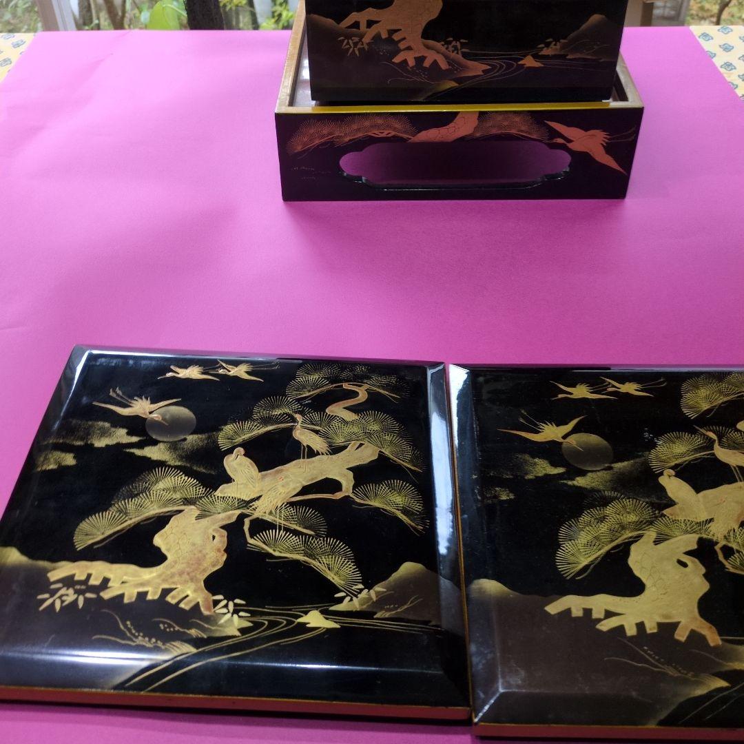 金箔装飾 漆器重箱 四段