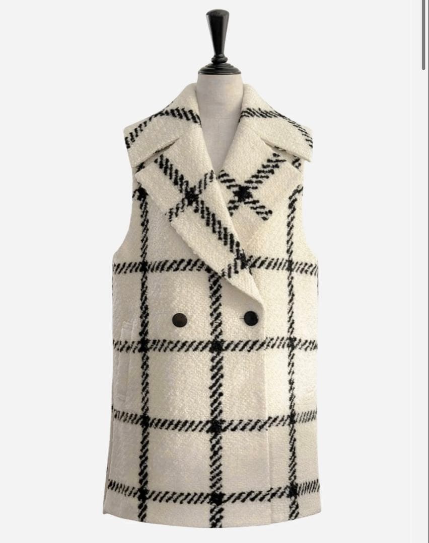 sheller シェリエ ジレコート 極美品 ビックチェック柄