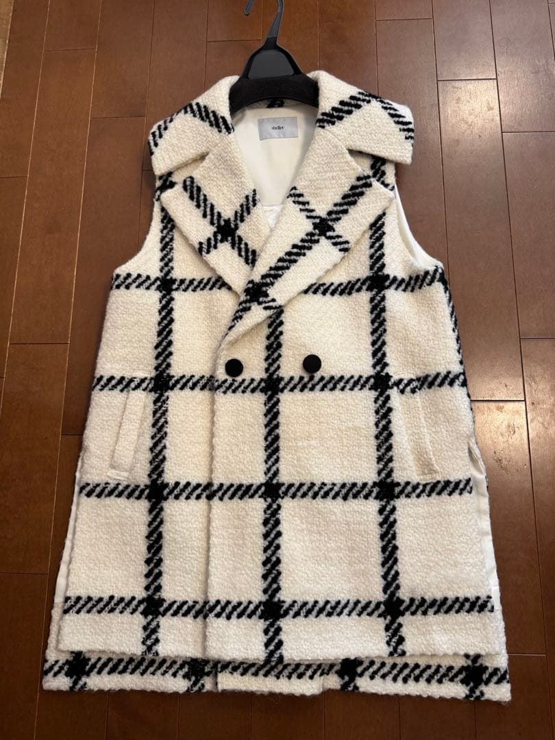 sheller シェリエ ジレコート 極美品 ビックチェック柄