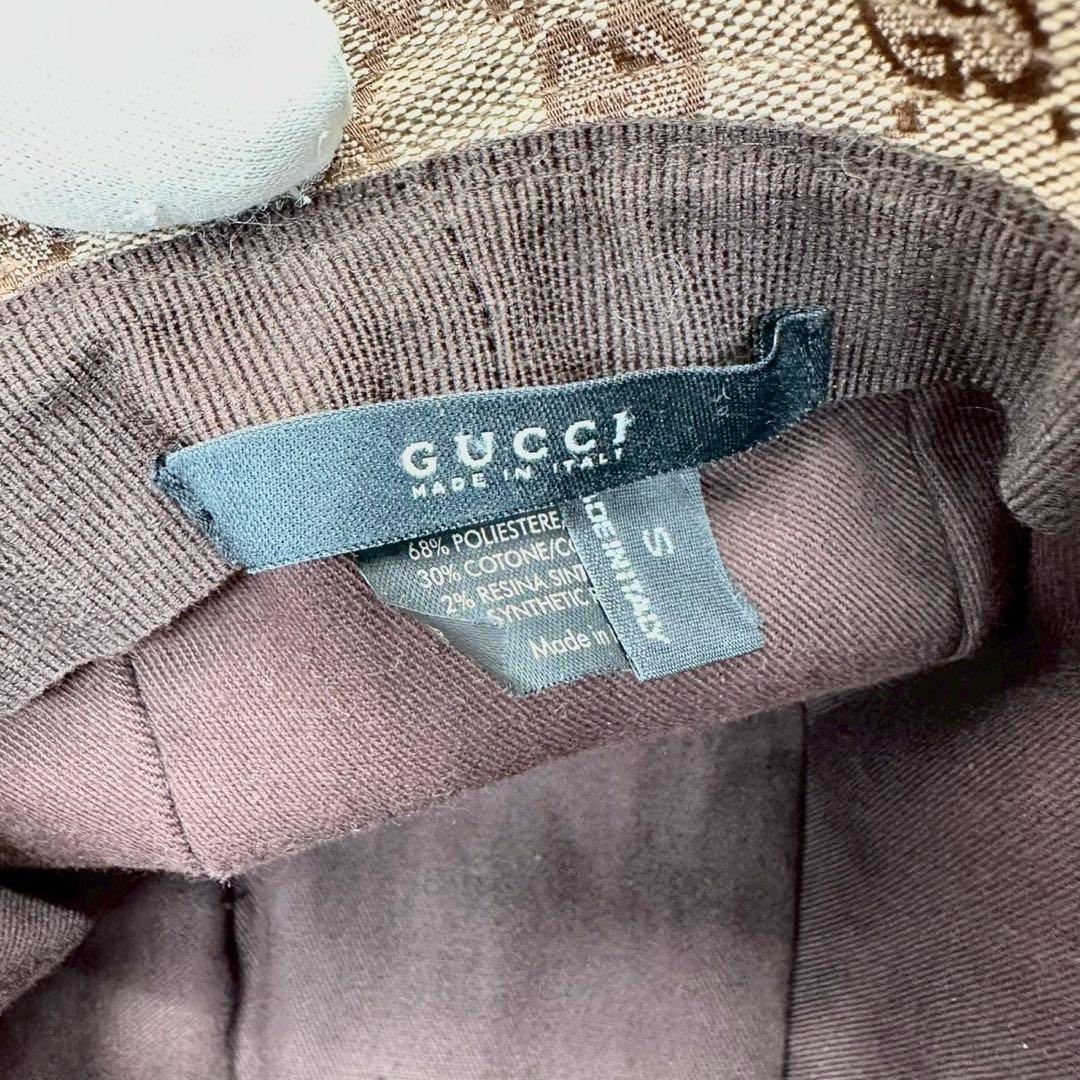 【美品】グッチ 帽子 バケットハット ベージュ キャンバス シェリーライン