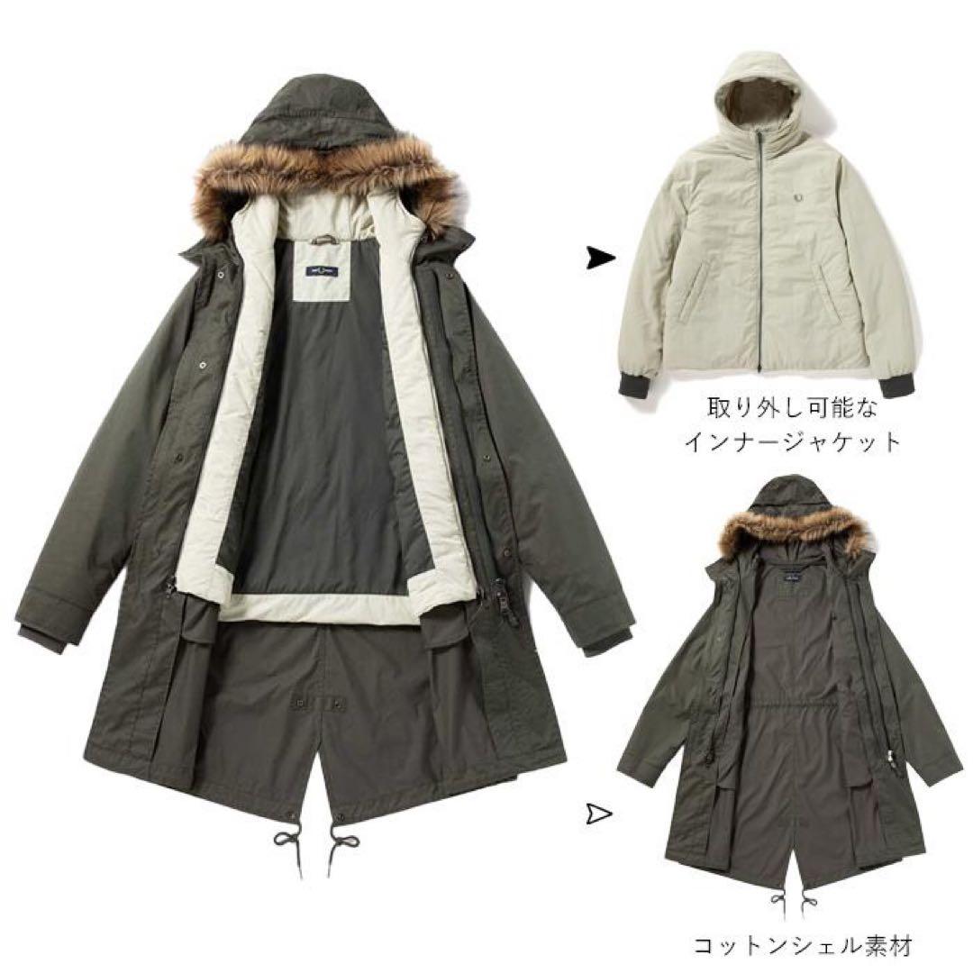 FRED PERRY ミリタリー フィッシュテール ファー付き モッズコート