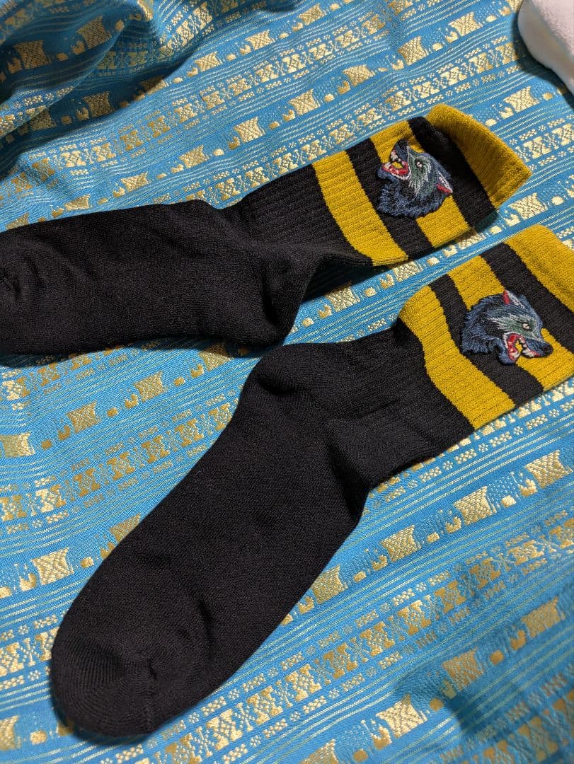 専用　キャッシー様　　 GUCCI ソックス グッチ　ウルフ　黒　白　２足セット