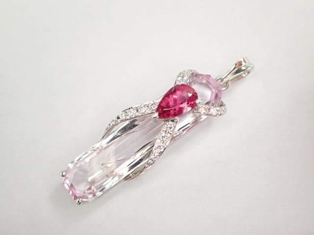 美品 Pt900 クンツァイト12.71ct ピンクトルマリン ペンダントトップ