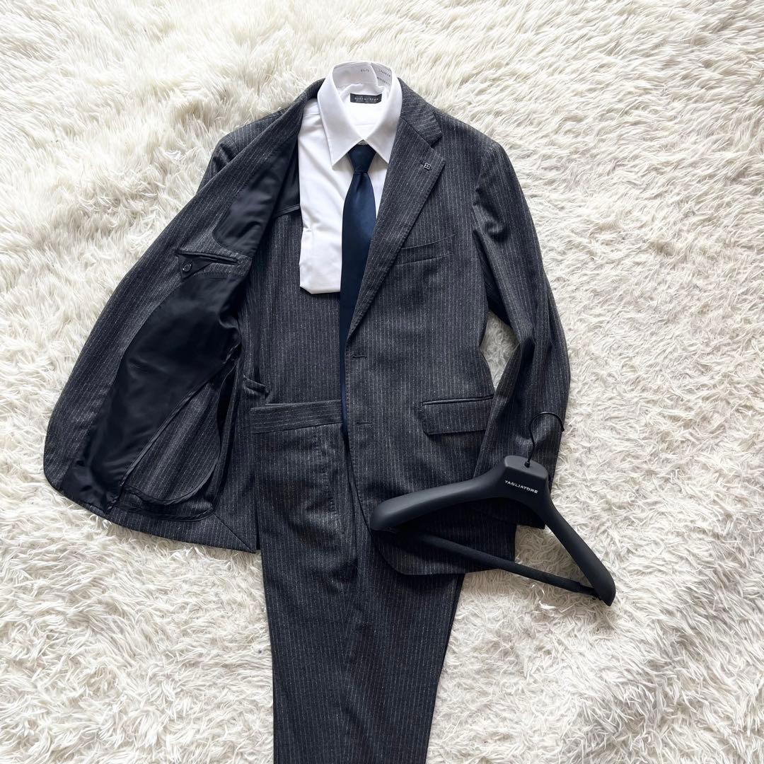 <美品>TAGLIATORE グレー ウール スーツ サイズ50