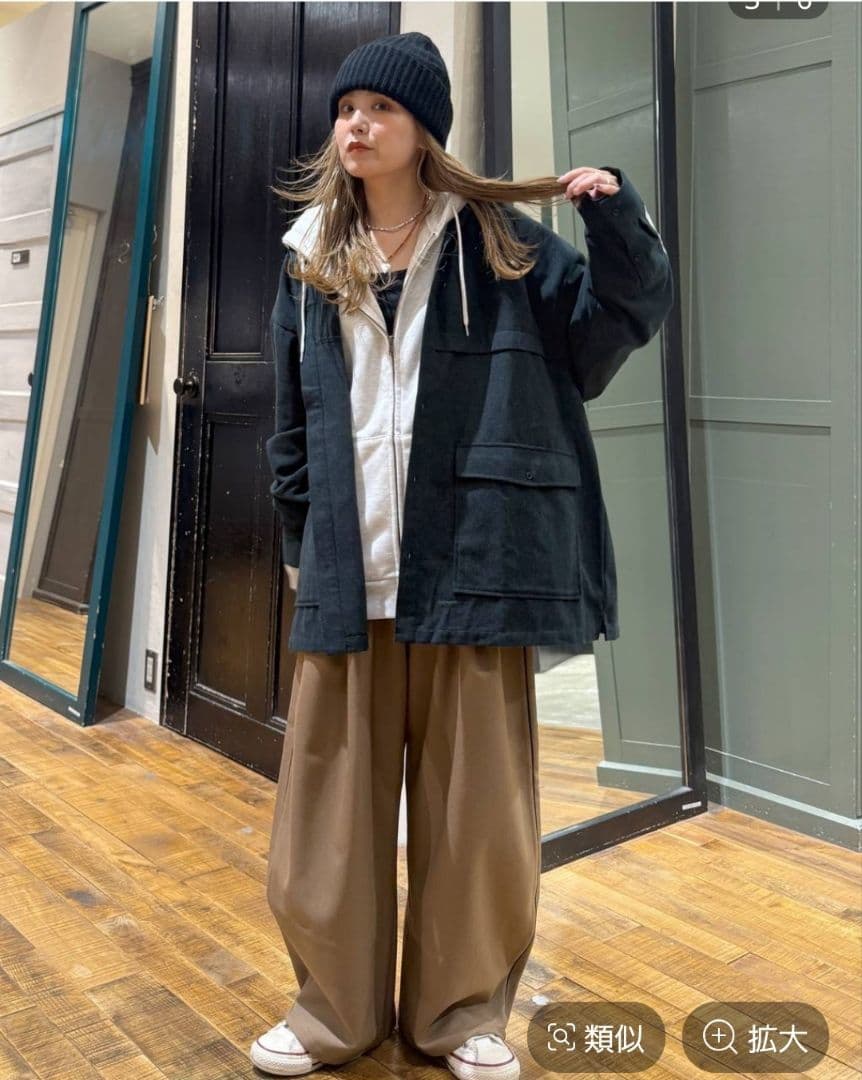 ニコアンド[Make stuff'25]てぃらバック切り替えシャツチャコール新品