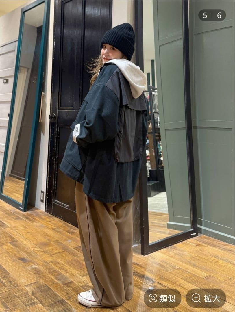 ニコアンド[Make stuff'25]てぃらバック切り替えシャツチャコール新品