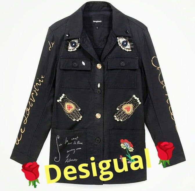 ♥新品未使用♥Desigual 刺繍＆メッセージ入りレディース モッズジャケット