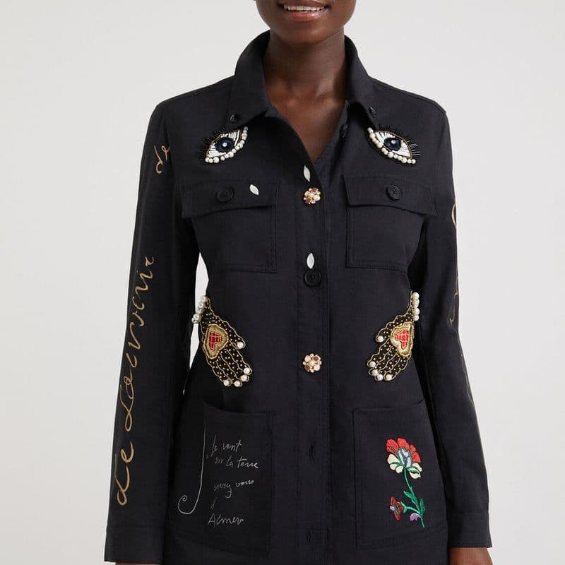 ♥新品未使用♥Desigual 刺繍＆メッセージ入りレディース モッズジャケット