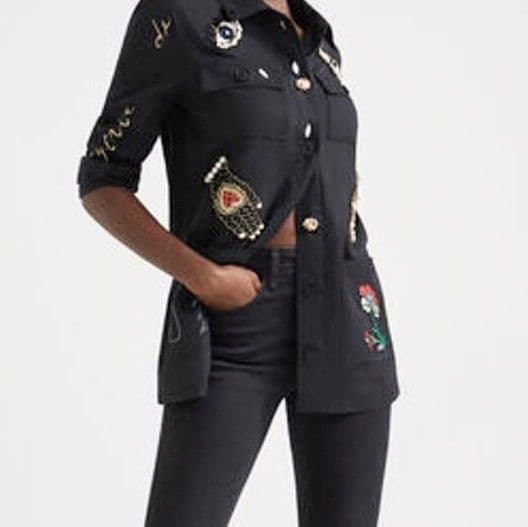 ♥新品未使用♥Desigual 刺繍＆メッセージ入りレディース モッズジャケット