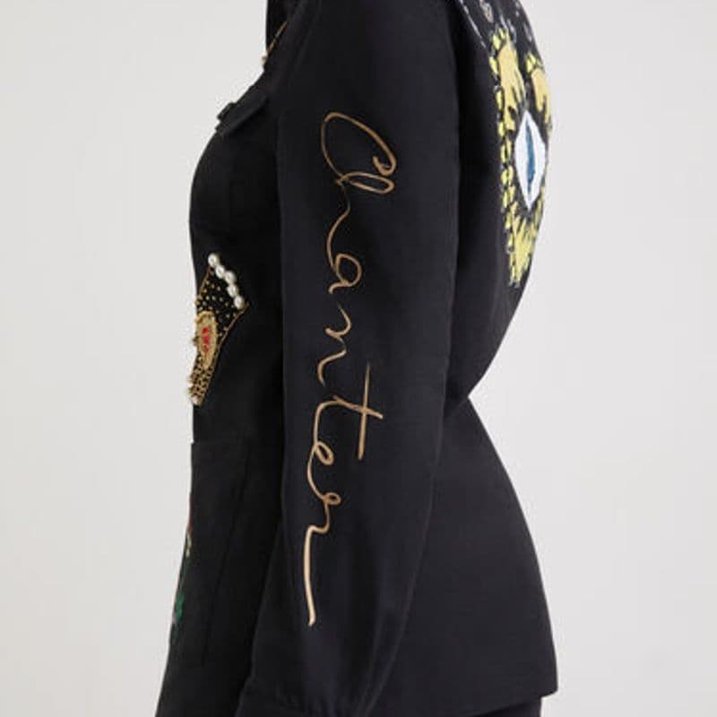 ♥新品未使用♥Desigual 刺繍＆メッセージ入りレディース モッズジャケット