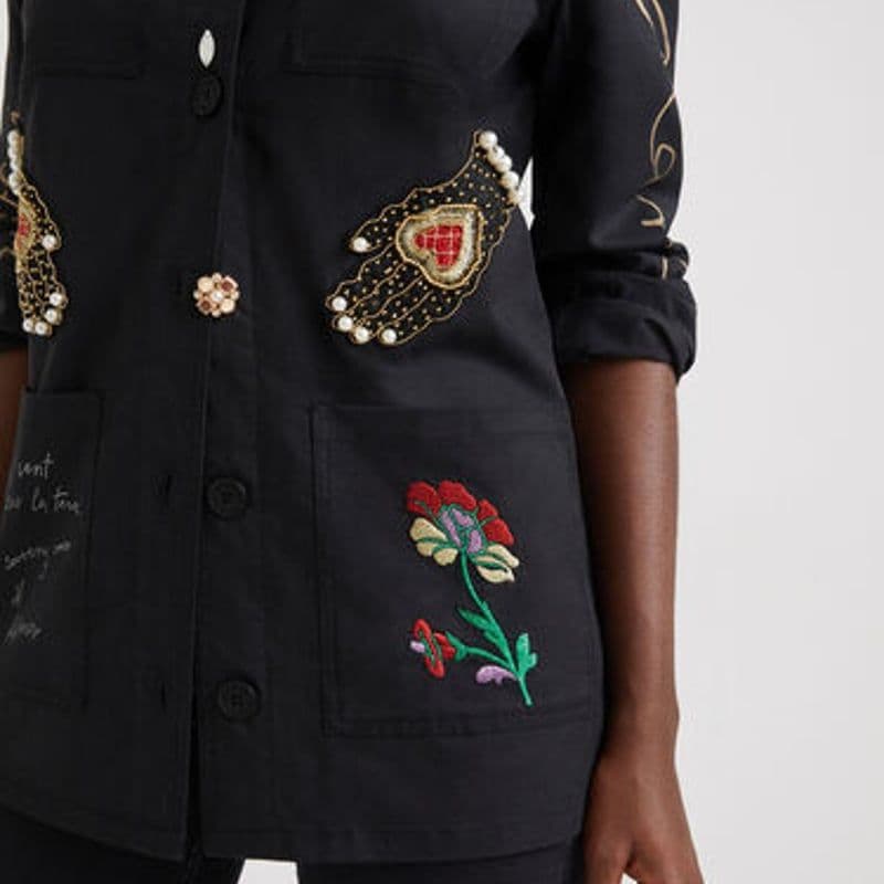 ♥新品未使用♥Desigual 刺繍＆メッセージ入りレディース モッズジャケット