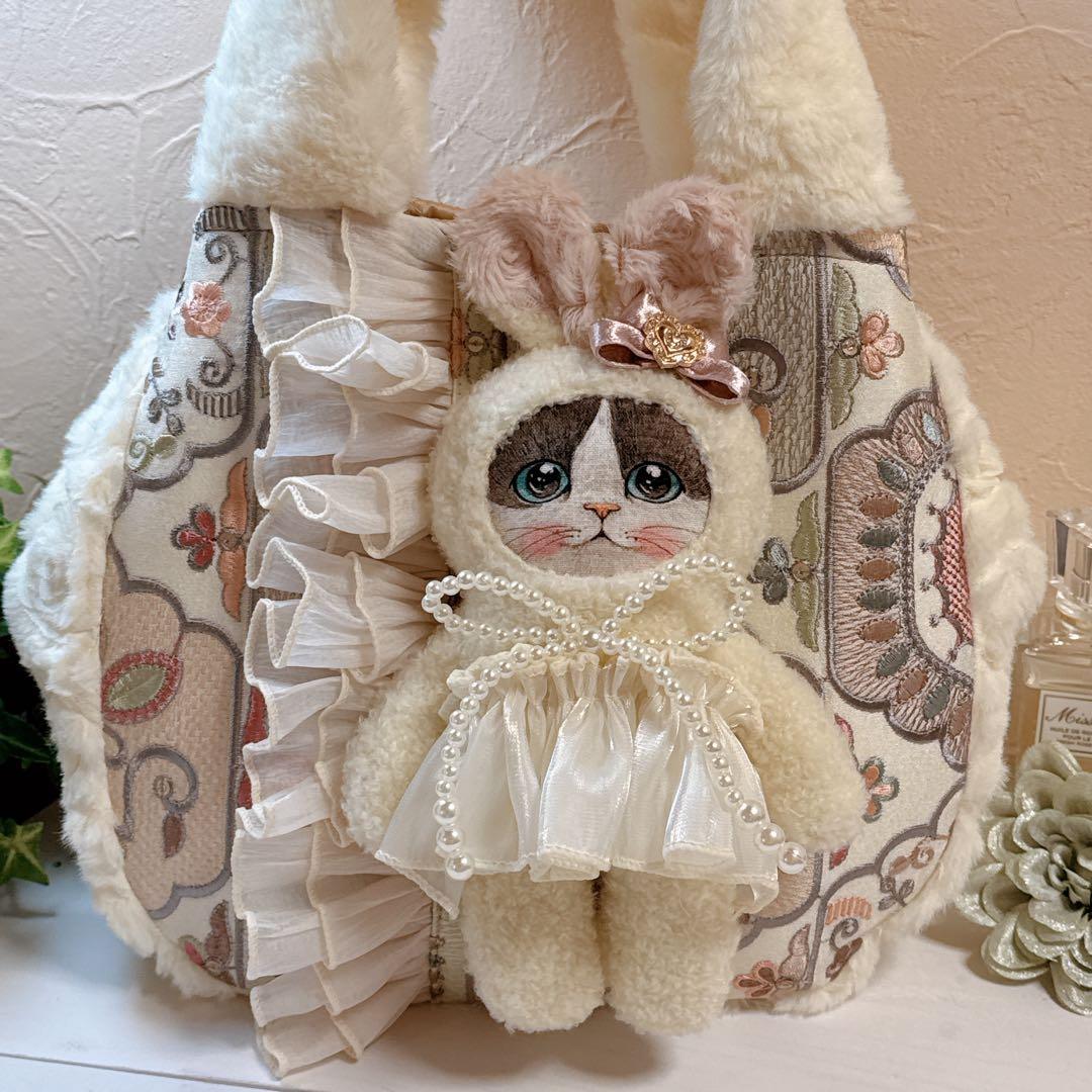 あ*き様 コヤンイサムチョン♡新柄インド刺繍のうさミルクちゃんのラウンドトートバ