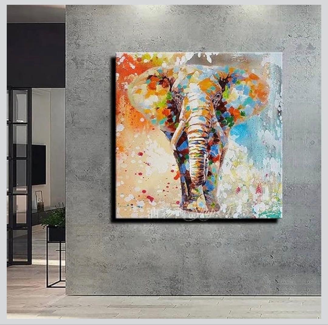 油絵　手描き　象　Amazonで約３万円で購入