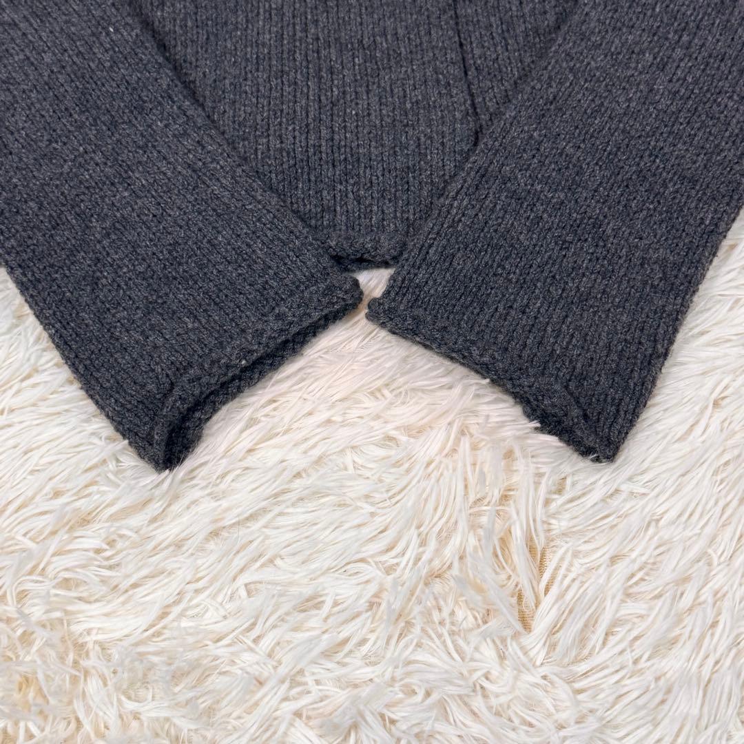 美品　FOXEY　ニットカーディガン　カシミヤ　シルク　水牛釦　グレー　38