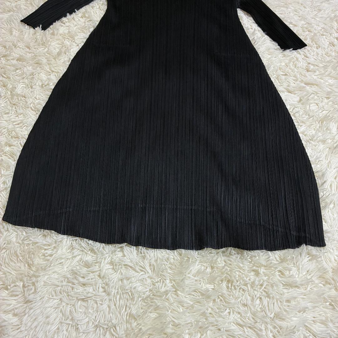 【美品】ISSEI MIYAKE　プリーツプリーズ　7分袖ワンピース　大きめ
