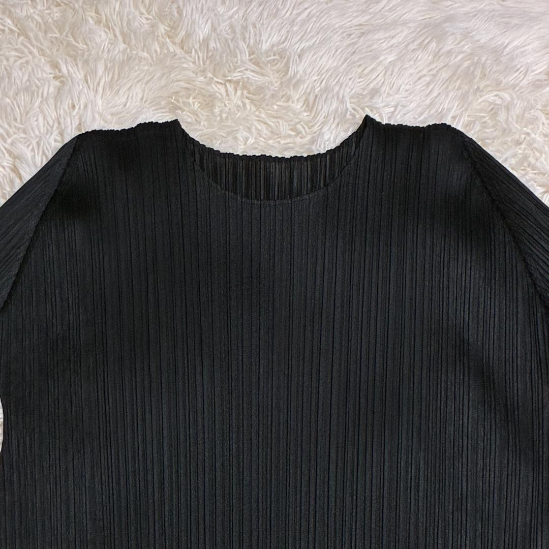 【美品】ISSEI MIYAKE　プリーツプリーズ　7分袖ワンピース　大きめ